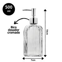 Jogo Lavabo Porta Sabonete Líquido Vidro Clear 500ml 2 Unidades - Tuut - 3