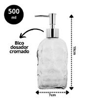Jogo Lavabo Porta Sabonete Líquido Vidro Clear 500ml 2 Unidades - Tuut - 5