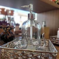 Jogo Lavabo Porta Sabonete Líquido Vidro Clear 500ml 2 Unidades - Tuut - 7