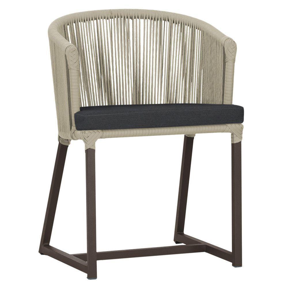 Cadeira De Jantar Noronha Alumínio Marrom E11 Trama Original Rami - 1