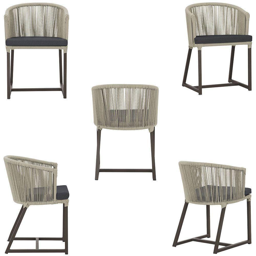 Cadeira De Jantar Noronha Alumínio Marrom E11 Trama Original Rami - 3