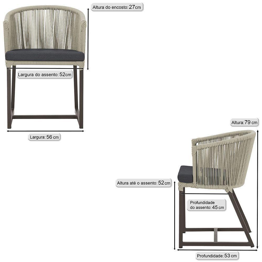 Cadeira De Jantar Noronha Alumínio Marrom E11 Trama Original Rami - 6