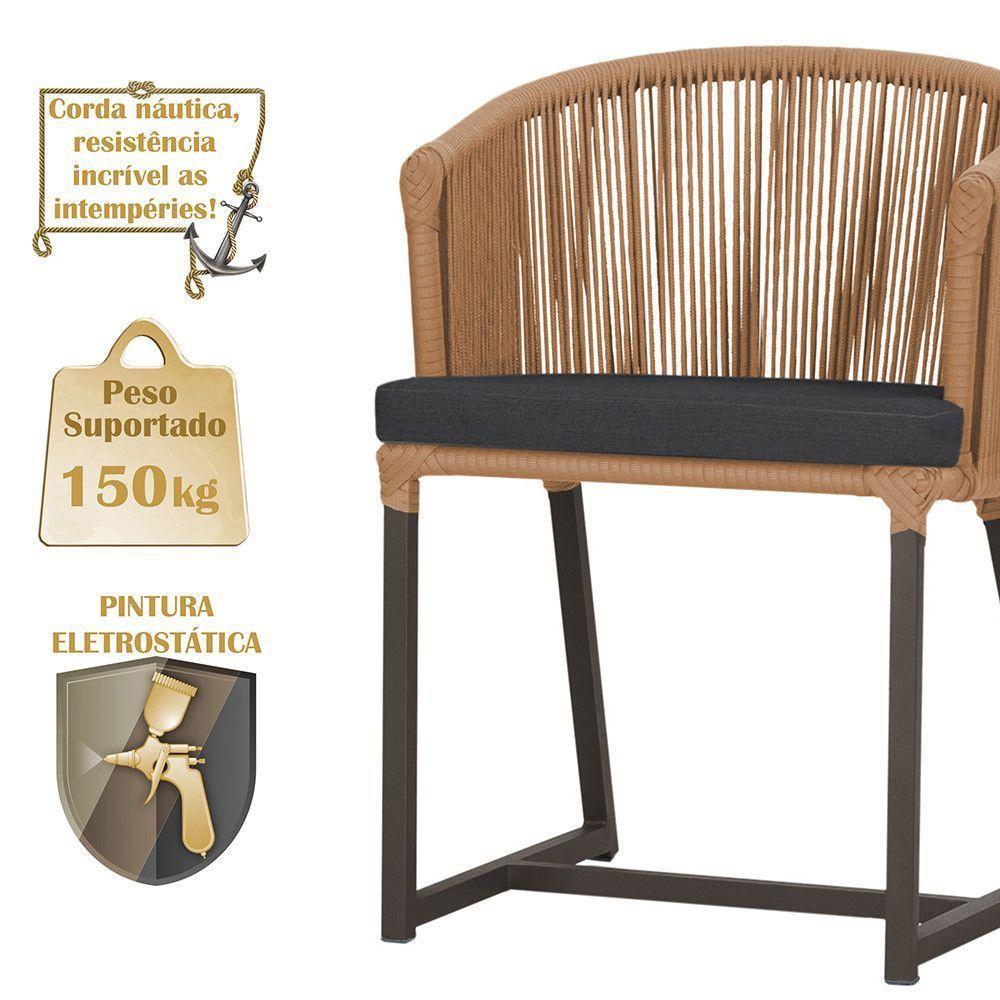 Cadeira De Jantar Noronha Alumínio Marrom E11 Trama Original Terra Cota - 4