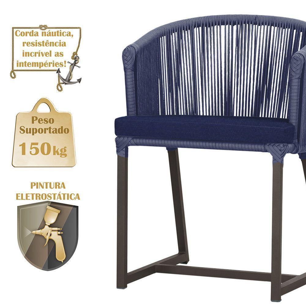 Cadeira De Jantar Noronha Alumínio Marrom E10 Trama Original Azul - 4