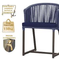 Cadeira De Jantar Noronha Alumínio Marrom E10 Trama Original Azul