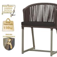 Cadeira De Jantar Noronha Alumínio Fendi E9 Trama Original Marrom