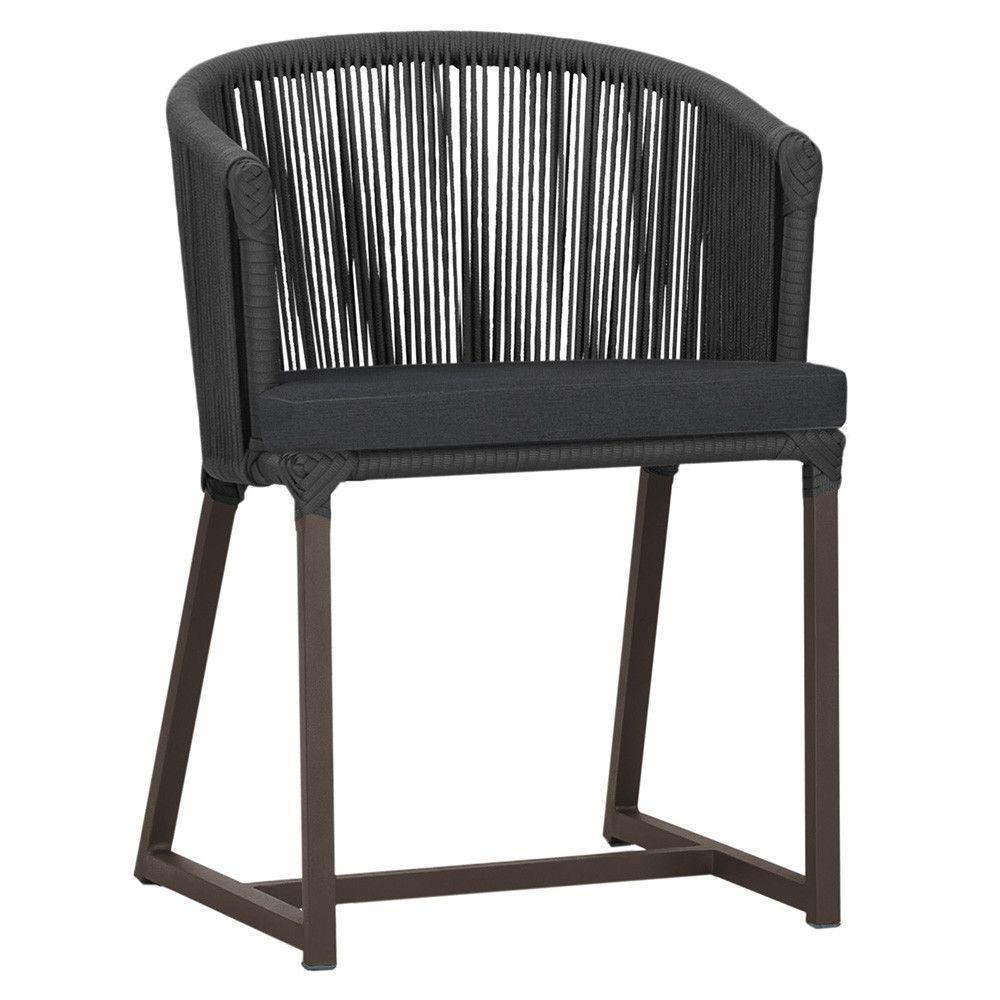 Cadeira De Jantar Noronha Alumínio Marrom E11 Trama Original Preto - 1