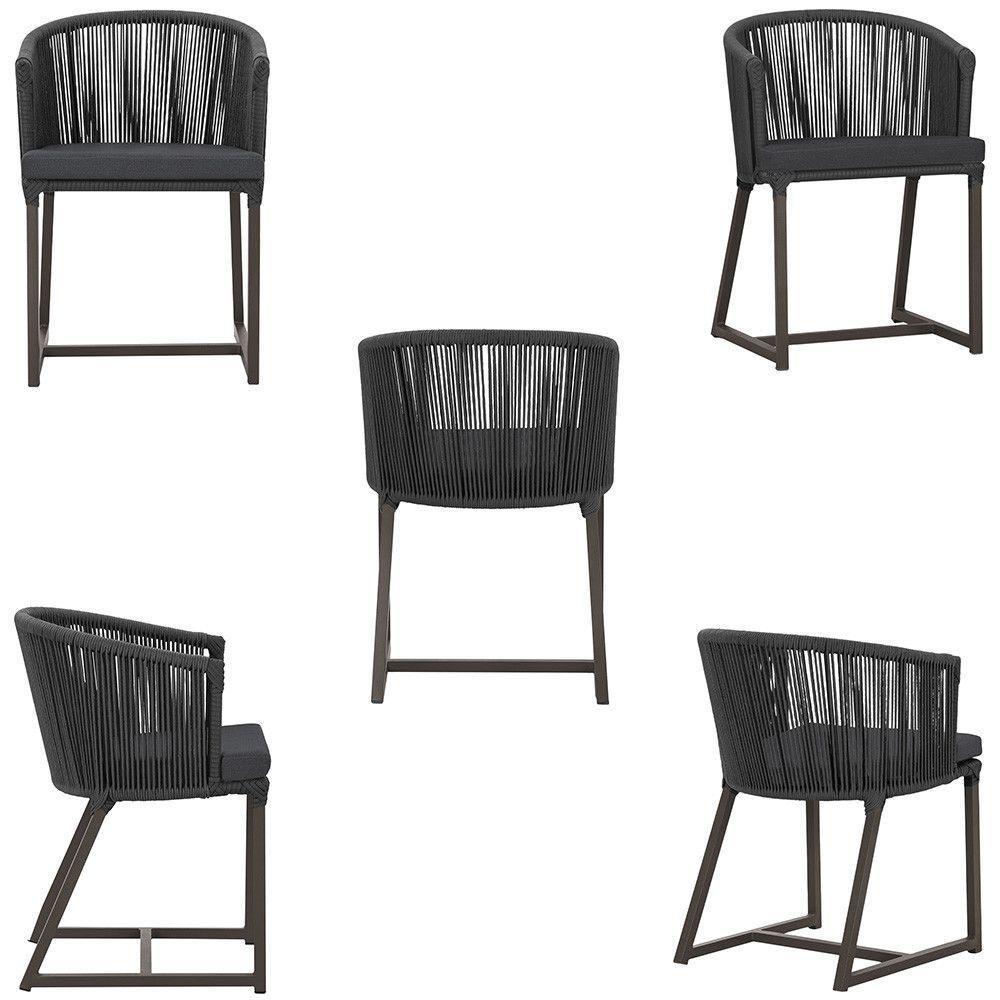 Cadeira De Jantar Noronha Alumínio Marrom E11 Trama Original Preto - 3