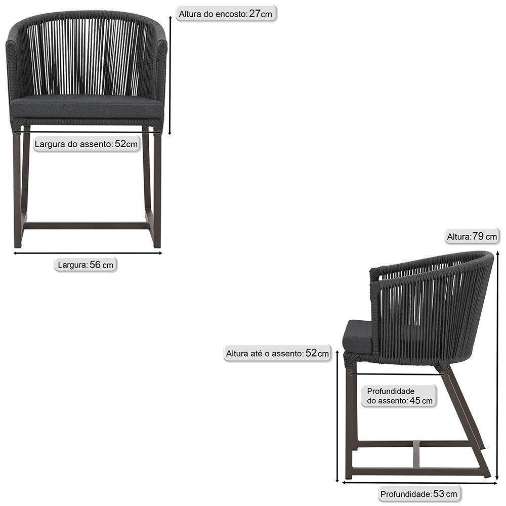 Cadeira De Jantar Noronha Alumínio Marrom E11 Trama Original Preto - 6