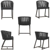 Cadeira De Jantar Noronha Alumínio Marrom E11 Trama Original Preto - 3