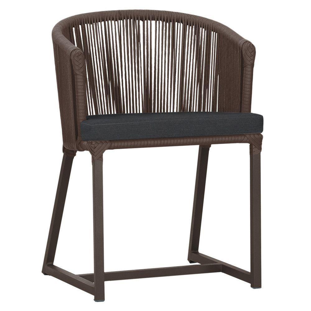 Cadeira De Jantar Noronha Alumínio Marrom E11 Trama Original Marrom - 1