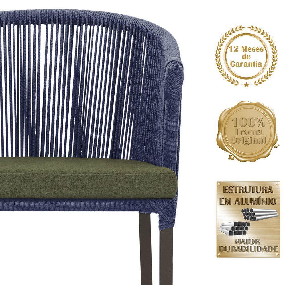 Cadeira De Jantar Noronha Alumínio Marrom E13 Trama Original Azul - 5