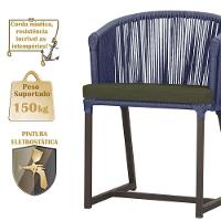 Cadeira De Jantar Noronha Alumínio Marrom E13 Trama Original Azul