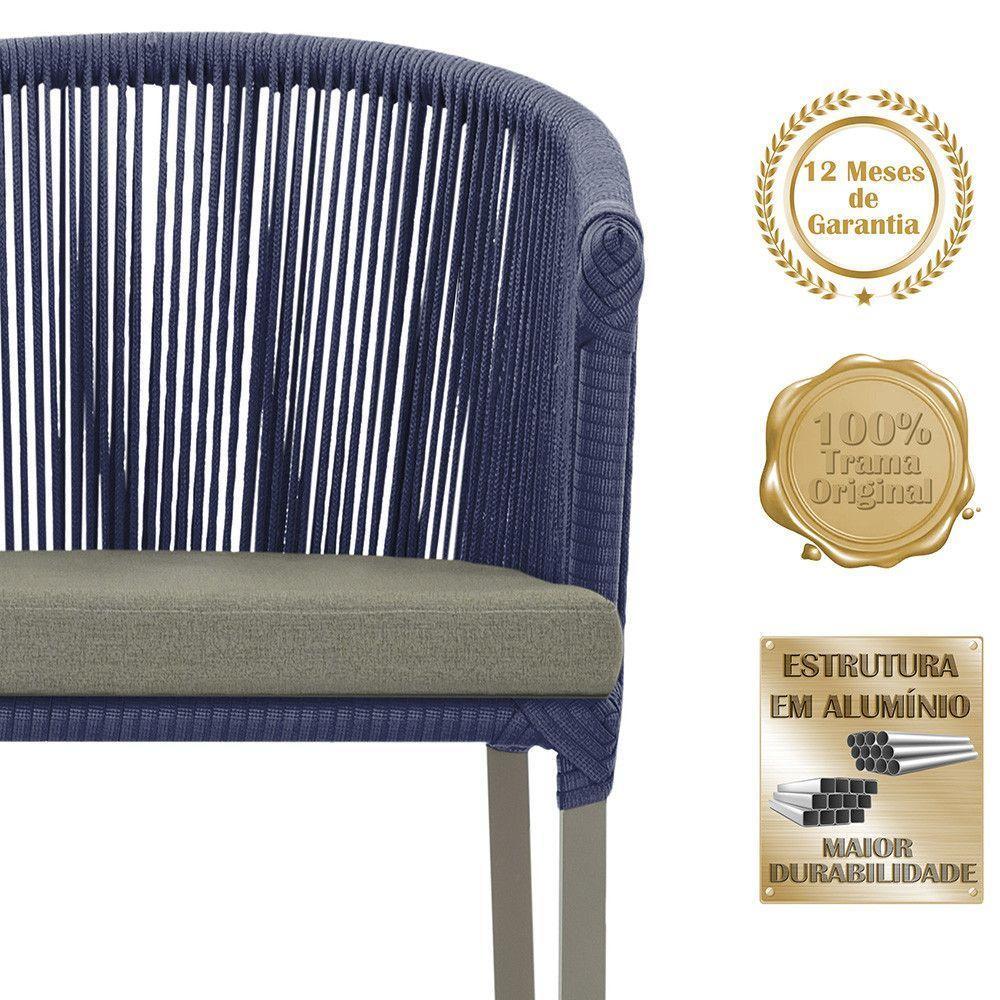 Cadeira De Jantar Noronha Alumínio Fendi E8 Trama Original Azul - 5