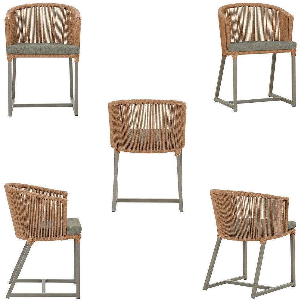 Cadeira De Jantar Noronha Alumínio Fendi E8 Trama Original Terra Cota - 3