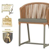 Cadeira De Jantar Noronha Alumínio Fendi E8 Trama Original Terra Cota