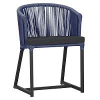 Cadeira De Jantar Noronha Alumínio Preta E11 Trama Original Azul - 1