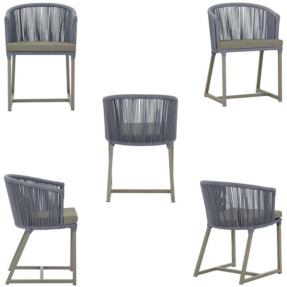 Cadeira De Jantar Noronha Alumínio Fendi E8 Trama Original Prata - 3