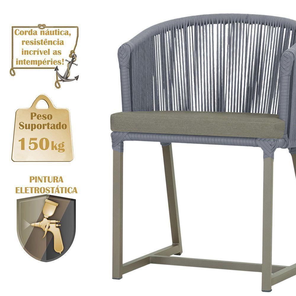 Cadeira De Jantar Noronha Alumínio Fendi E8 Trama Original Prata - 4