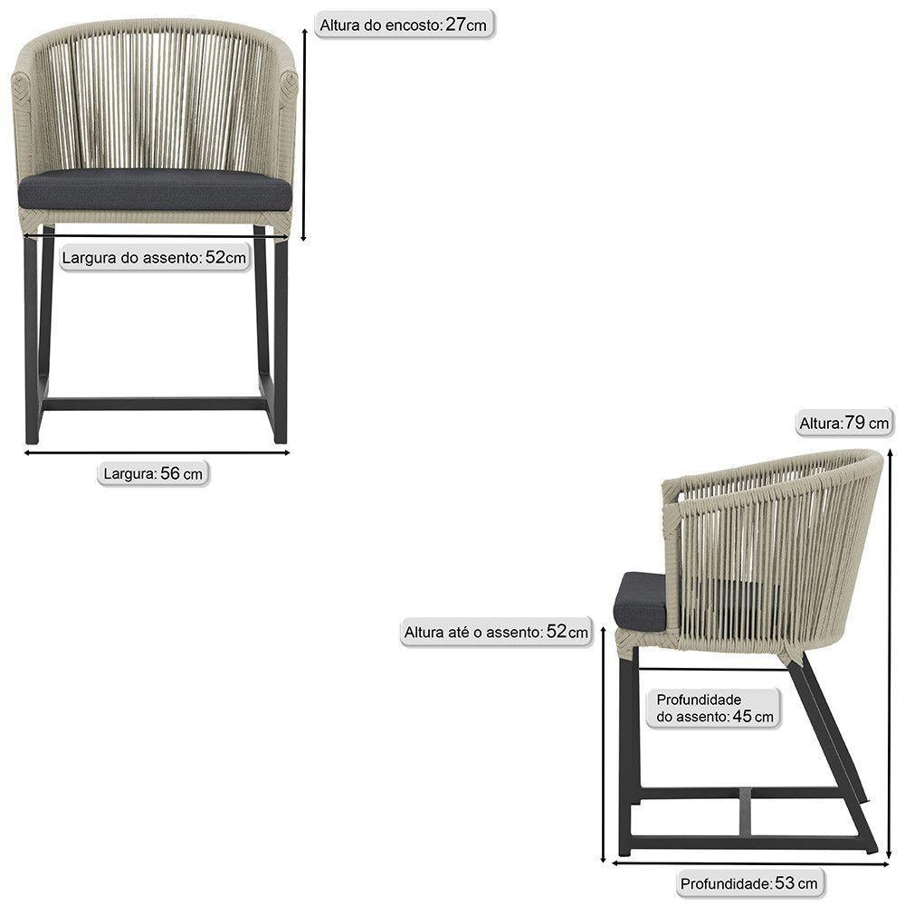 Cadeira De Jantar Noronha Alumínio Preta E11 Trama Original Rami - 6