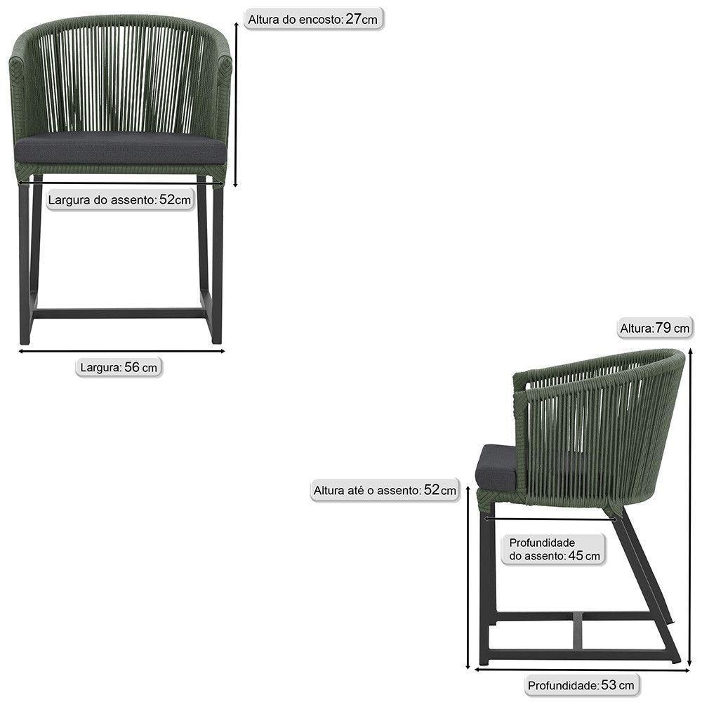 Cadeira De Jantar Noronha Alumínio Preta E11 Trama Original Verde - 5