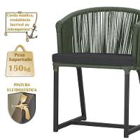 Cadeira De Jantar Noronha Alumínio Preta E11 Trama Original Verde - 3