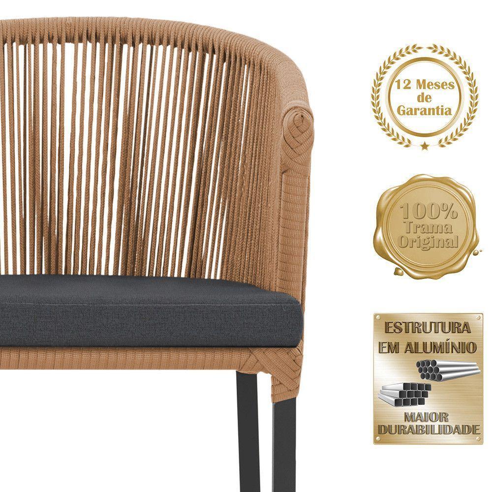 Cadeira De Jantar Noronha Alumínio Preta E11 Trama Original Terra Cota - 5