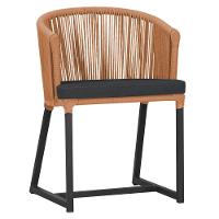 Cadeira De Jantar Noronha Alumínio Preta E11 Trama Original Terra Cota - 1