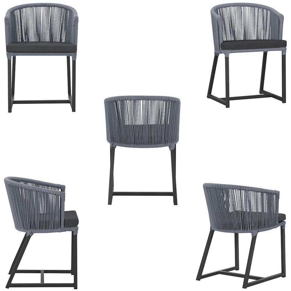 Cadeira De Jantar Noronha Alumínio Preta E11 Trama Original Prata - 3