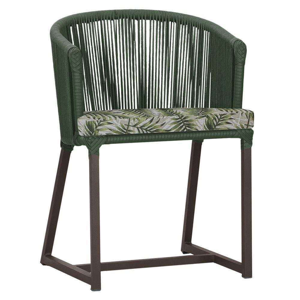 Cadeira De Jantar Noronha Alumínio Marrom E5 Trama Original Verde - 1