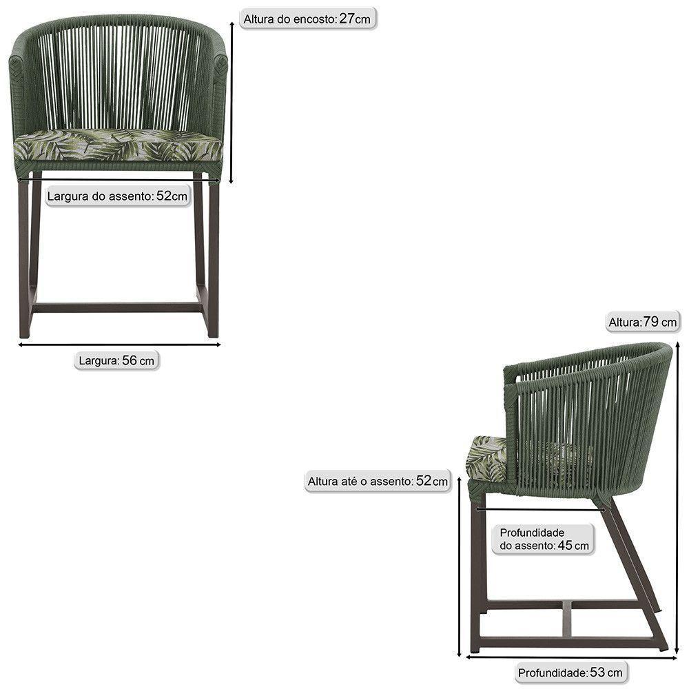 Cadeira De Jantar Noronha Alumínio Marrom E5 Trama Original Verde - 5