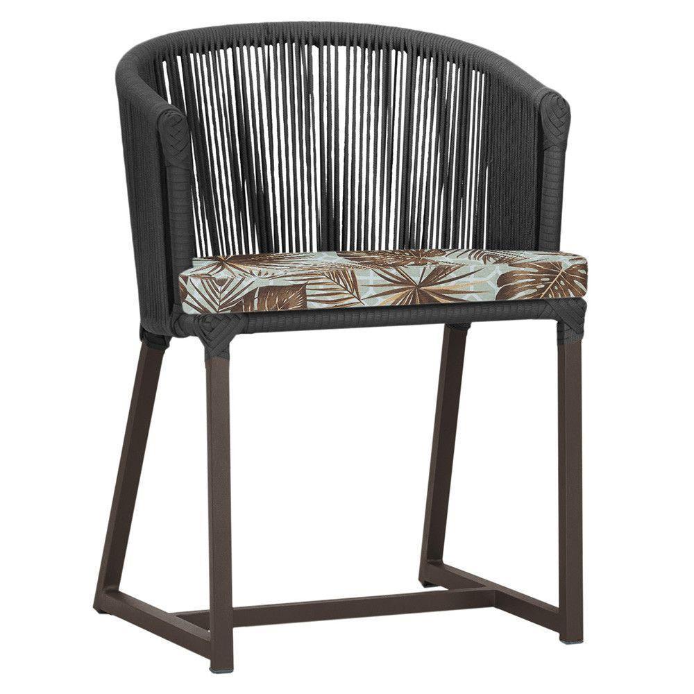 Cadeira De Jantar Noronha Alumínio Marrom E6 Trama Original Preto - 1