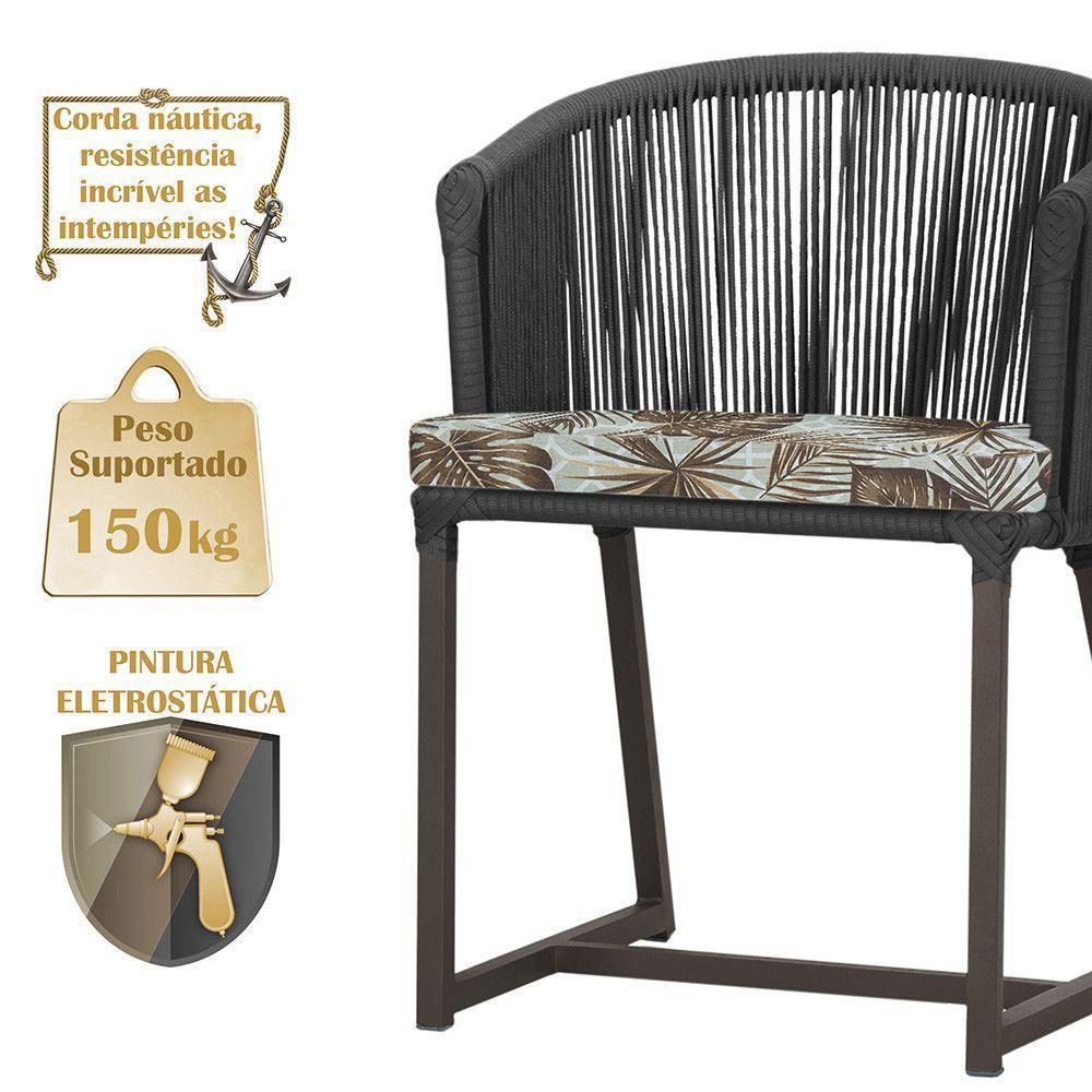 Cadeira De Jantar Noronha Alumínio Marrom E6 Trama Original Preto - 4