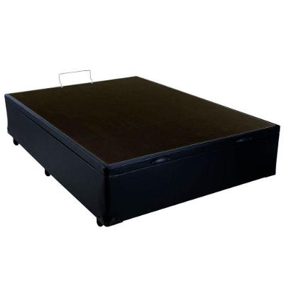 Cama Box Baú Casal Homequeen Sintético Preto 41x138x188