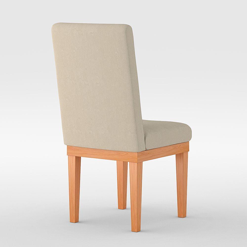 Cadeiras Estofada Com Base Suede Sala De Jantar Bege - 3