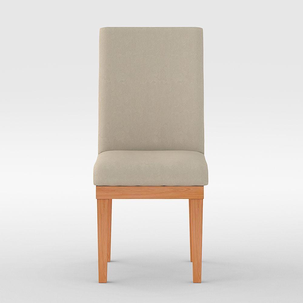 Cadeiras Estofada Com Base Suede Sala De Jantar Bege - 4