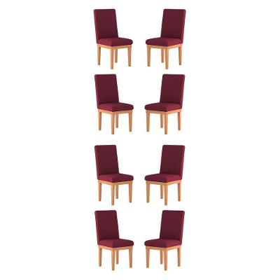 Kit 08 Cadeiras Estofadas Suede Sala De Jantar Marsala