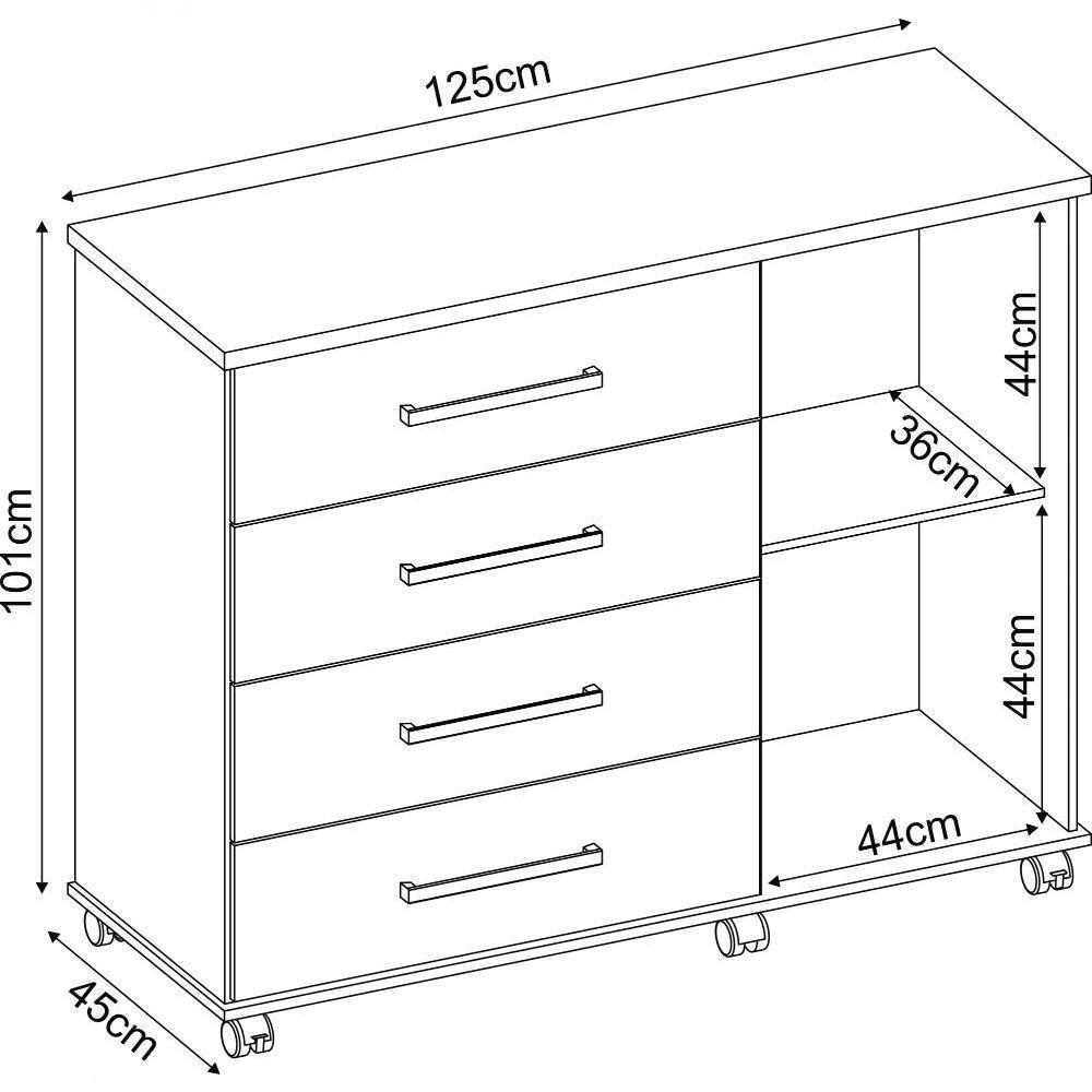 Cômoda 4 Gavetas 1 Porta Flora Amendola Touch Demóbile Amendola Touch - 3