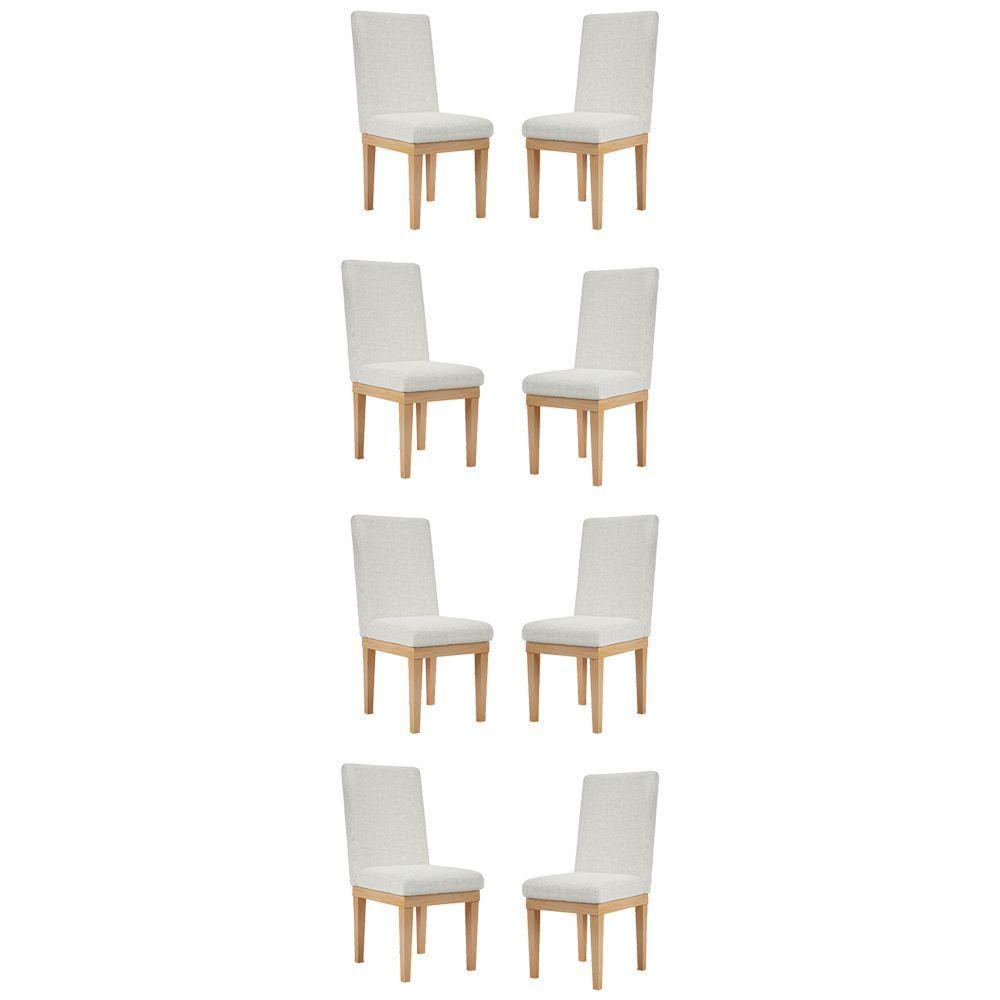 Kit 8 Cadeiras Estofadas Reforçada Para Sala De Jantar Linho Cor:linho Bege - 1