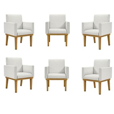 Kit 06 Cadeiras Decorativa Reforçada Oferta Balaqui Linho Cor:linho Bege