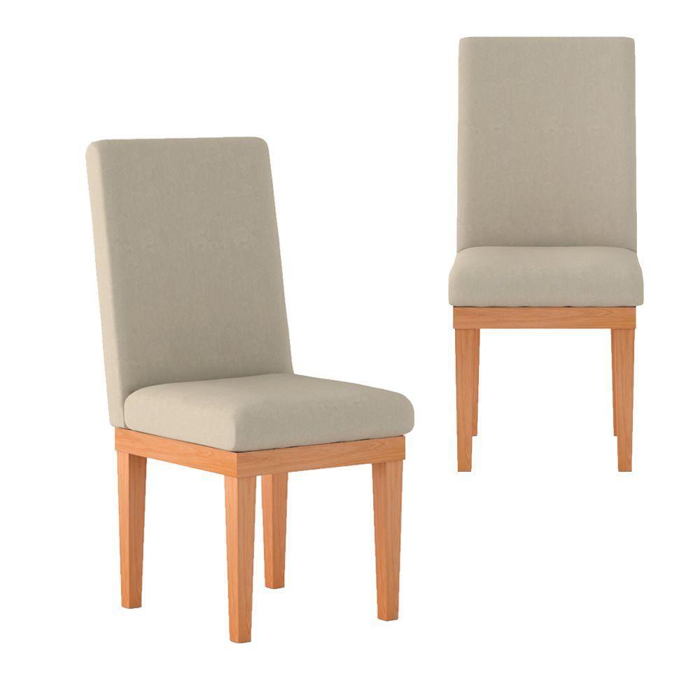 Kit 2 Cadeiras Estofadas Para Mesa De Jantar - Balaqui Decor Cor:bege - 1