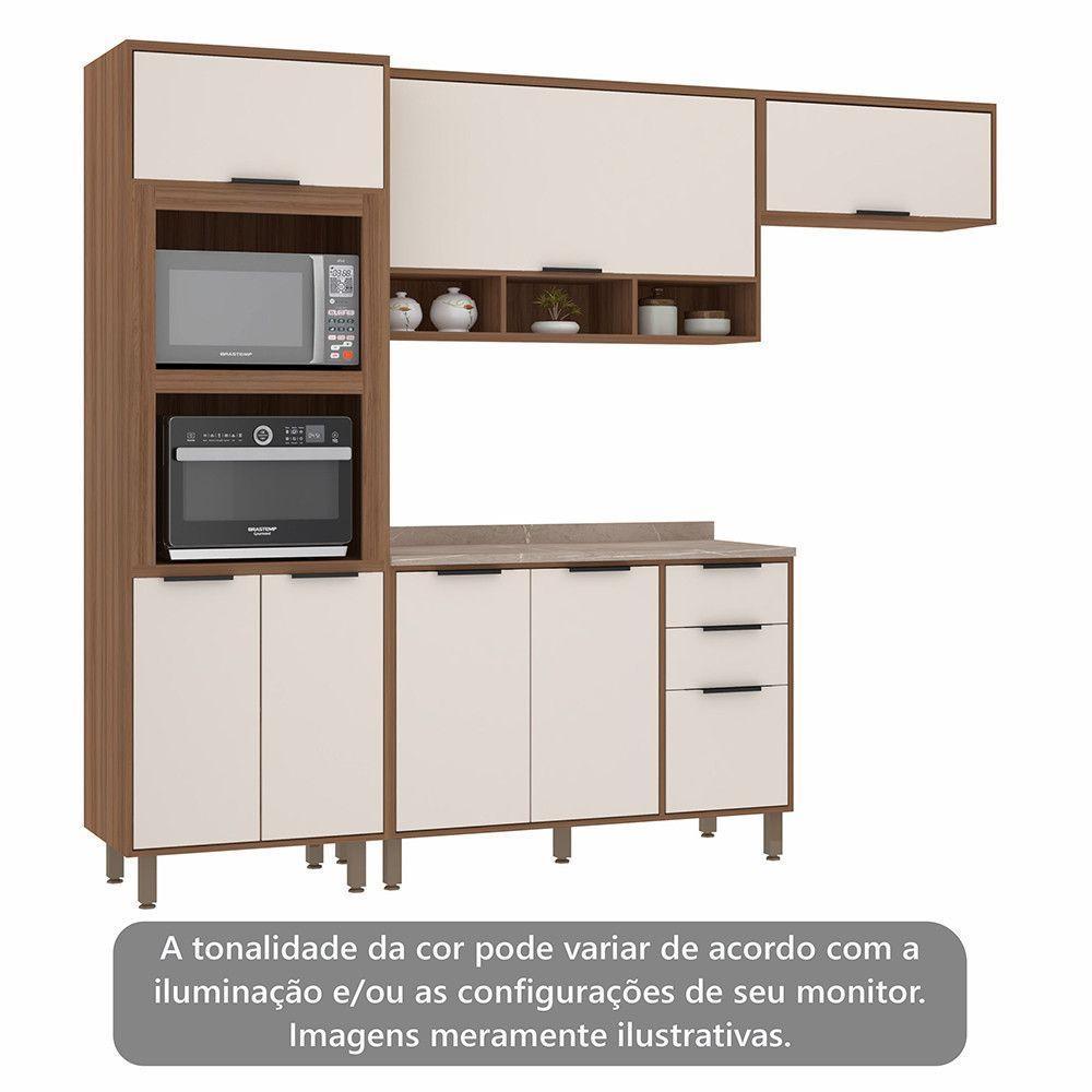 Coz Compacta 4 Peças Com Aéreos E Tampo Aspen Luciane Móveis Vanilla/beige - 6