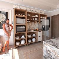 Coz Compacta 4 Peças Com Aéreos E Tampo Aspen Luciane Móveis Vanilla/beige - 3