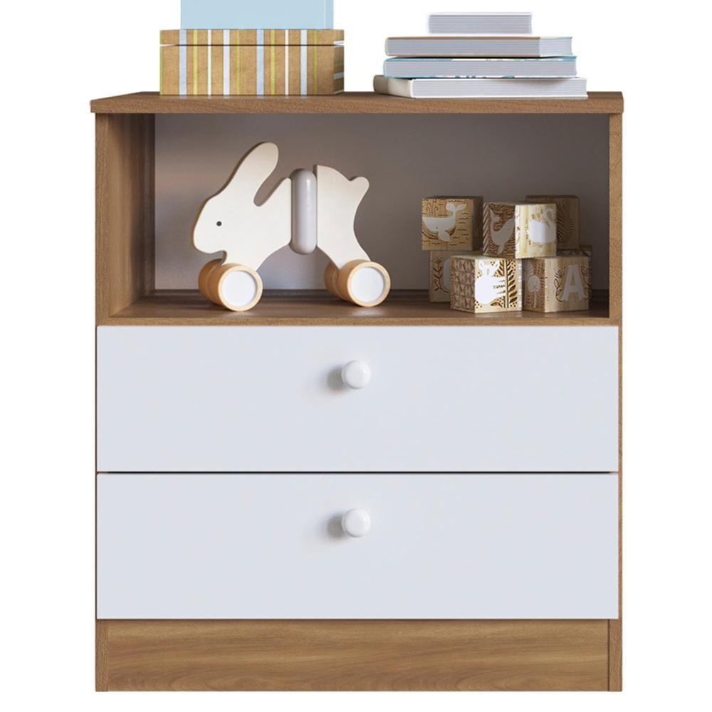 Comoda 02 Gav E Nichos La005 Nogal Manchester Branco Comm Nogal Manchester Branco - 1