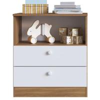 Comoda 02 Gav E Nichos La005 Nogal Manchester Branco Comm Nogal Manchester Branco - 1