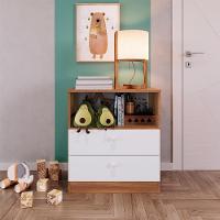 Comoda 02 Gav E Nichos La005 Nogal Manchester Branco Comm Nogal Manchester Branco - 2