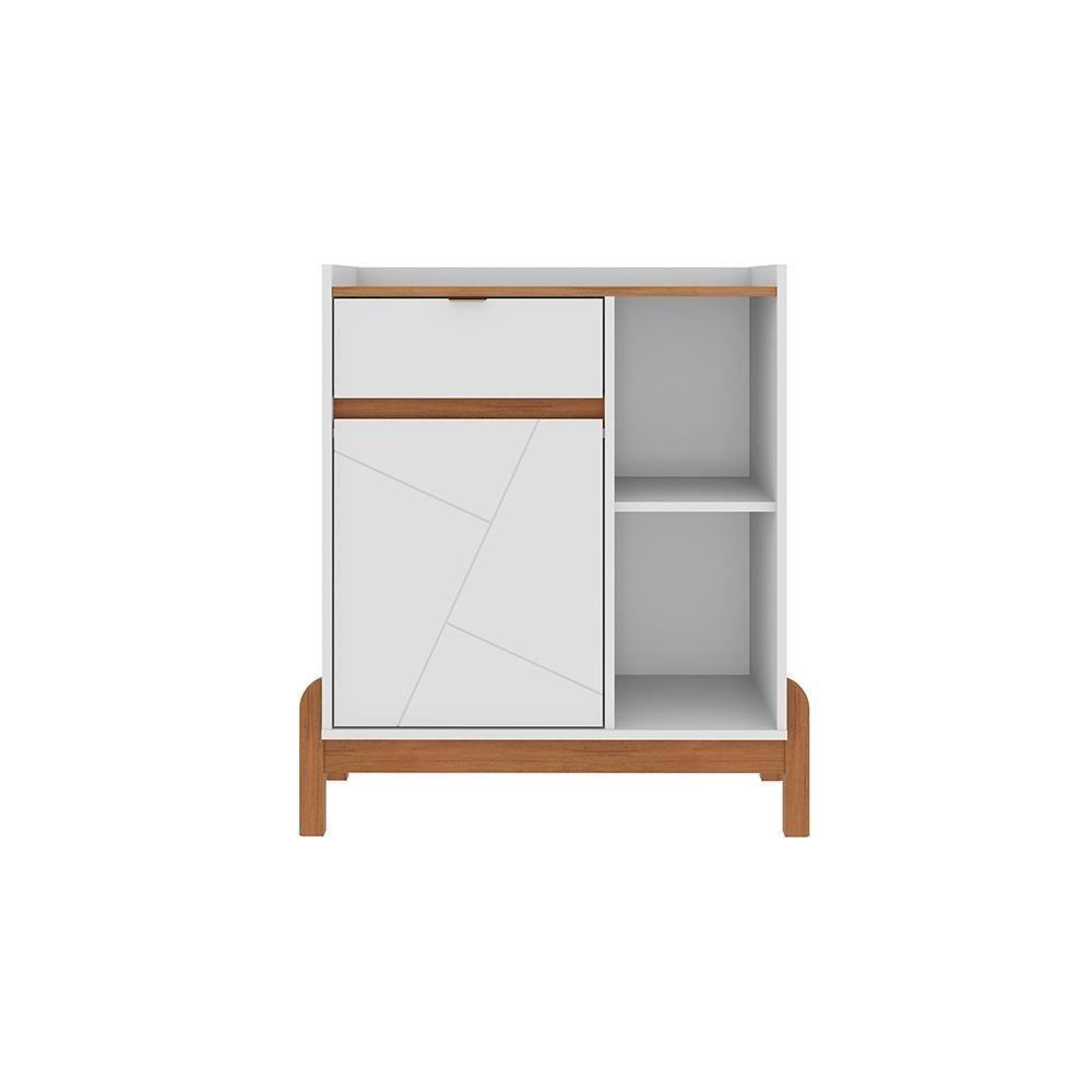 Aparador Bar Bari 1 Porta 1 Gaveta Com Pés De Madeira Maciça Branco cedro - 3