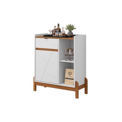 Aparador Bar Bari 1 Porta 1 Gaveta Com Pés De Madeira Maciça Branco cedro