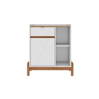 Aparador Bar Bari 1 Porta 1 Gaveta Com Pés De Madeira Maciça Branco cedro - 3