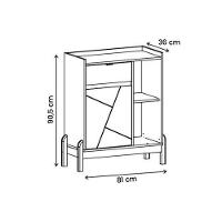 Aparador Bar Bari 1 Porta 1 Gaveta Com Pés De Madeira Maciça Branco cedro